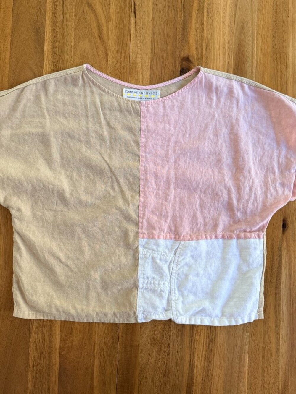 Upcycled Linen Colorblock Top - Small - Picture 3 of 8